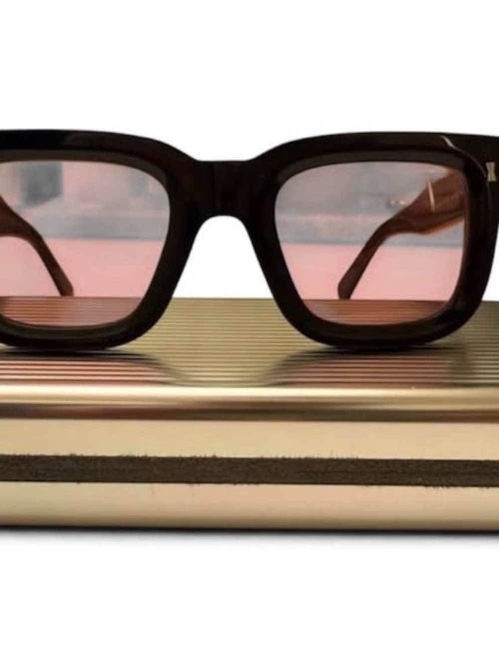 Men's Black Frame Sunglasses with Pink Lenses